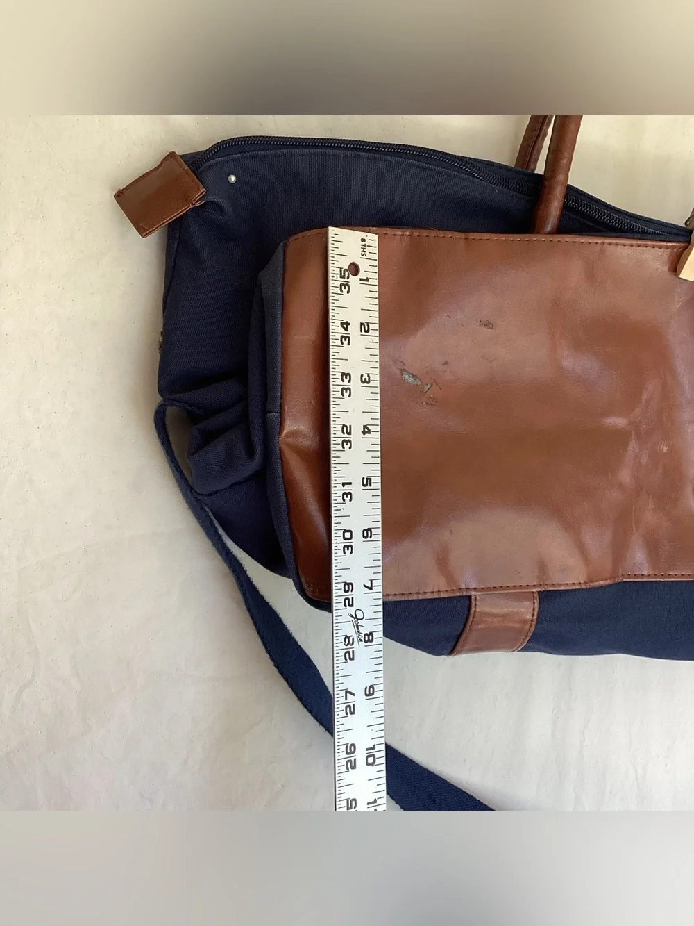 Polo by Ralph Lauren Navy Canvas Duffel with Brown Leather Trim
